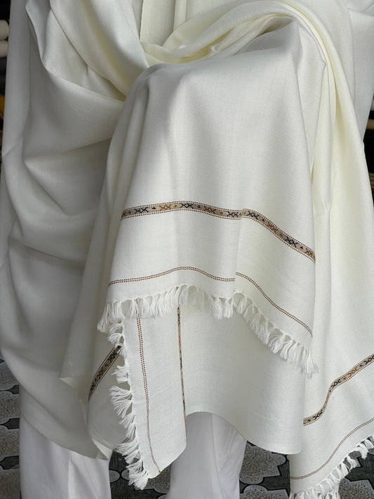 02 Baibars Swat Islampur Original White Wool Shawl