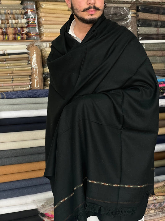 01  Baibars Swat Islampur Original Black Wool Shawl